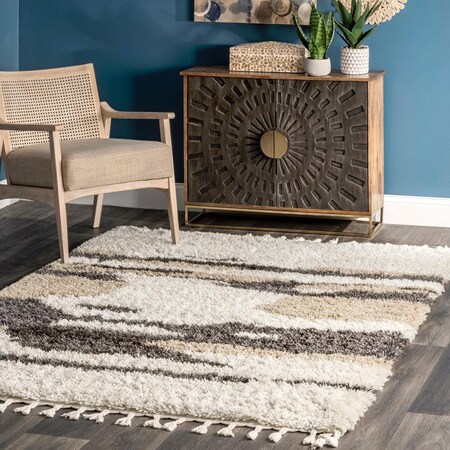 Nuloom Elliot Soft Abstract Shag Tassel Plush Area Rug 7ft 10in x 10ft OZFG08A-8010